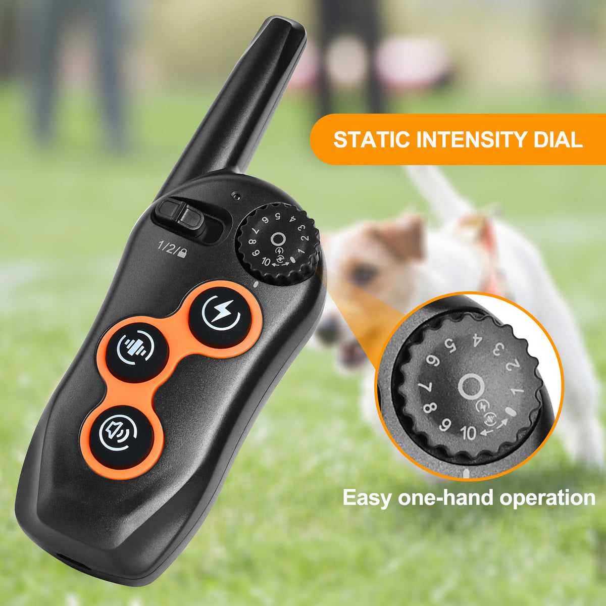 Electronic dog trainer collar with remote control, waterproof bark stopper, designed for effective pet training by CJdropshipping.
