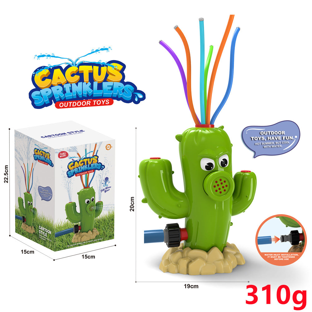 Colorful outdoor water sprinkler toy for kids, featuring cartoon design, perfect for garden summer play and baby bath fun.
