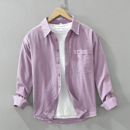 Japanese Style Simple Long Sleeve Shirt Men's New Fashion Casual