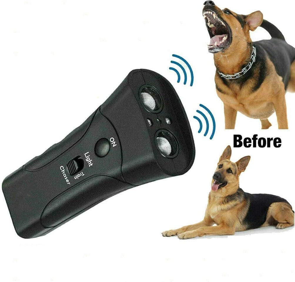 CJdropshipping ultrasonic dog repeller with 3-in-1 bark control device, used for pet training and stopping excessive barking.