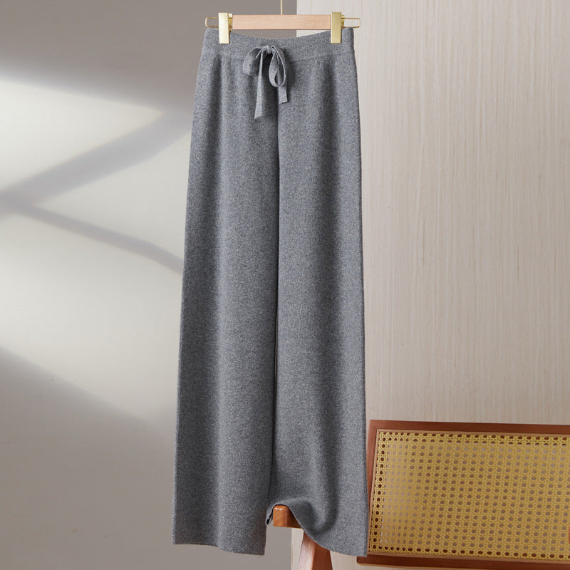 Women's Wool Knitted Wide-leg Pants Mop