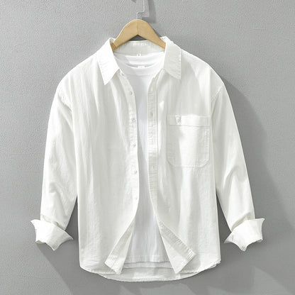 Japanese Style Simple Long Sleeve Shirt Men's New Fashion Casual