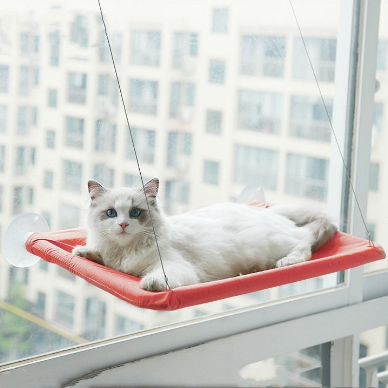 Hängematte für Katzenstreu mit Saugnapf zum Aufhängen am Fenster