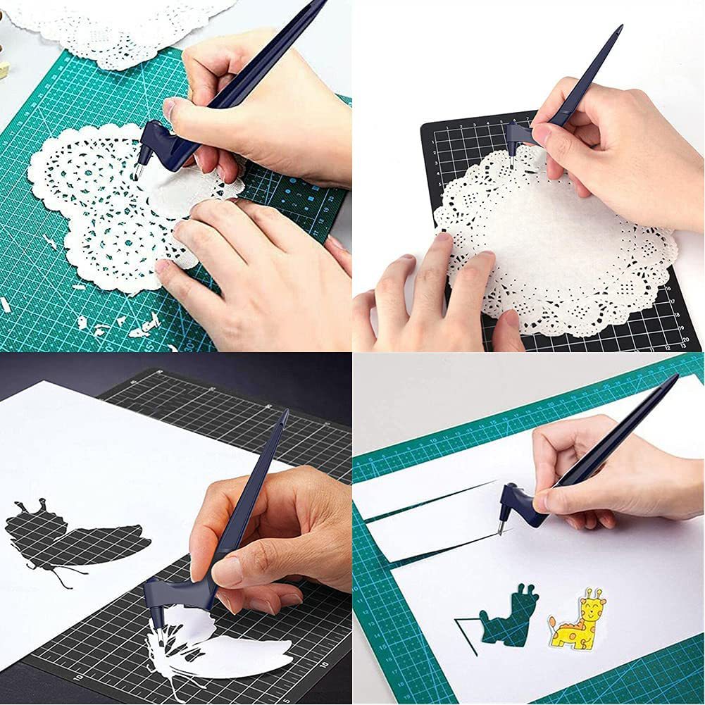 Hand-held CJdropshipping 360-degree rotating paper cutter and carving knife with ergonomic handle for precise cutting and carving tasks.