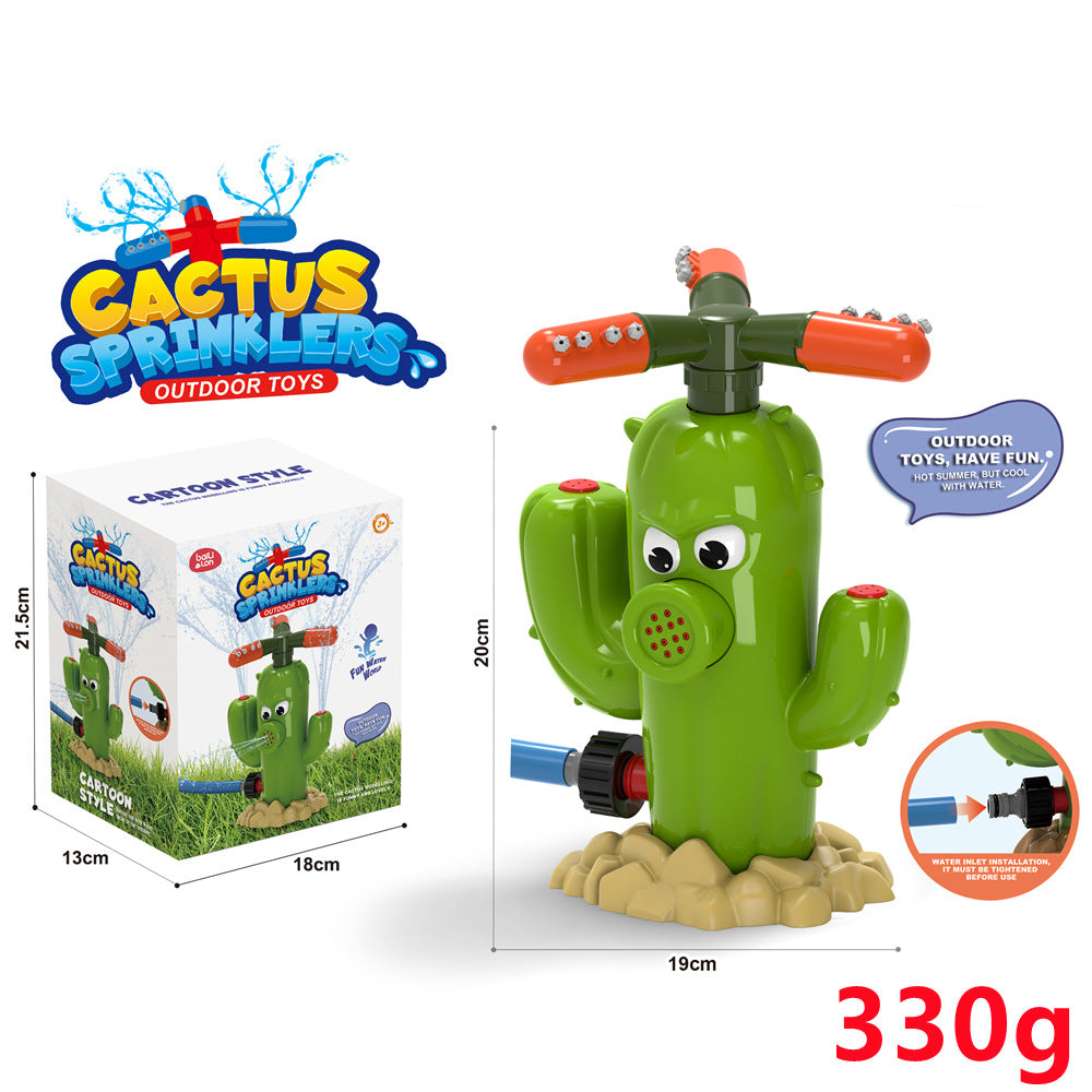 Colorful outdoor sprinkler toy for kids, featuring cartoon design, perfect for summer yard water play and baby bath fun.