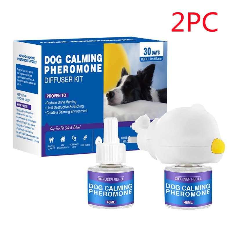 Pet cat and dog anti-stress aromatherapy diffuser for mood soothing, emitting calming scents for pets' relaxation.