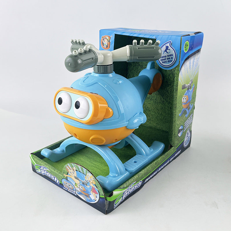 Colorful outdoor sprinkler water spray toy for kids, featuring cartoon design, ideal for summer yard play and baby bath fun.