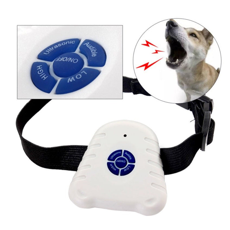 CJdropshipping anti bark collar for dogs, showing adjustable strap and electronic device designed to reduce excessive barking.