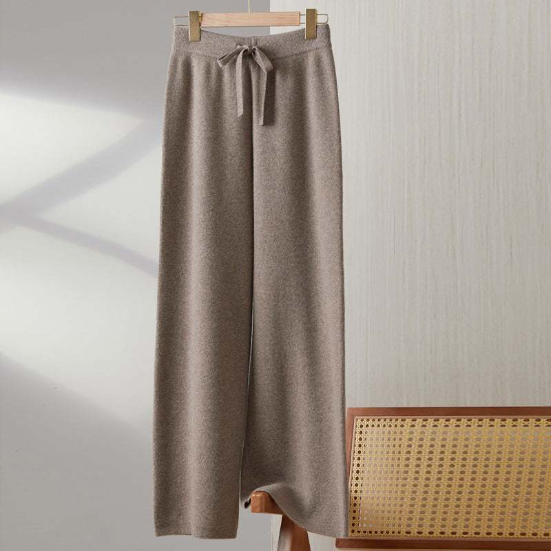 Women's Wool Knitted Wide-leg Pants Mop