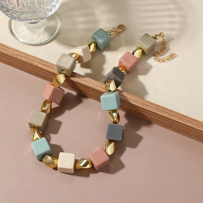 Women's Necklace Cold Tone Geometric Resin Elegant Design